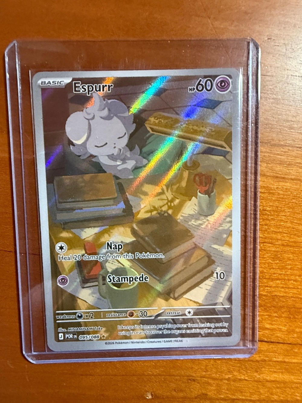 Pokemon Espurr Holographic Card - Purple, Gray, White
